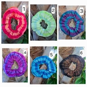 ONE Scrunchie Stripes Pink Blue Brown Purple Batik 100% Cotton